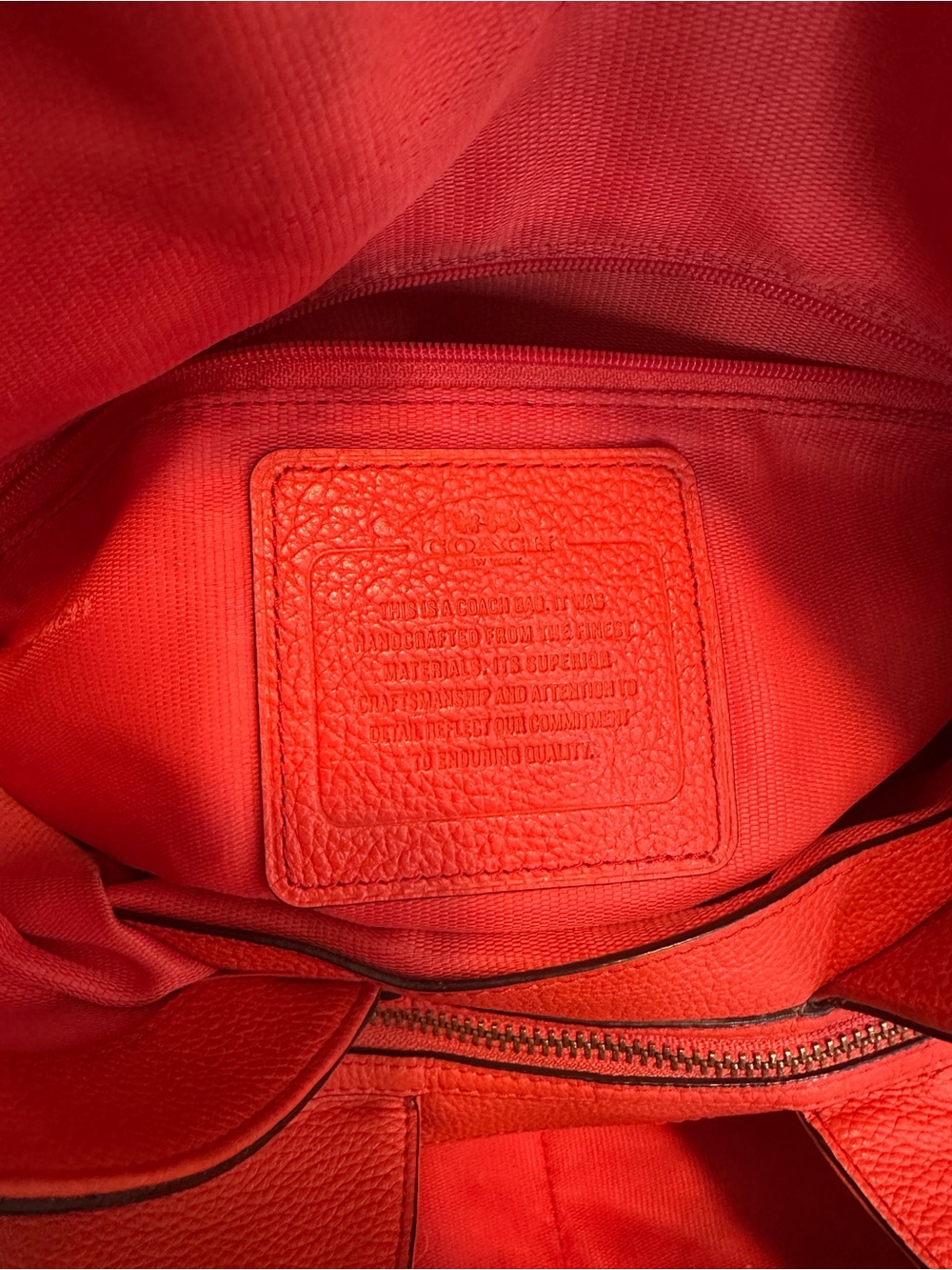 Coach Pebbled Leather Hobo in Bright Orange - Picture 7 of 9